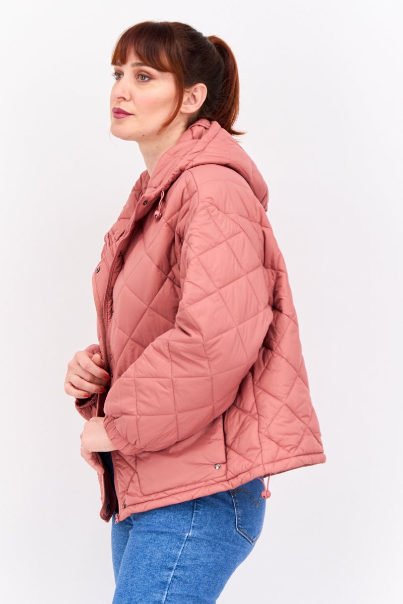 Bearpaw Women  Hooded Quilted Jacket, Rose Gold - Image 2